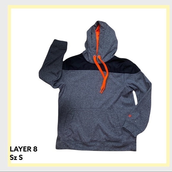 NWOT LAYER 8  Gray with orange accents hoodie Sz S - Picture 1 of 5